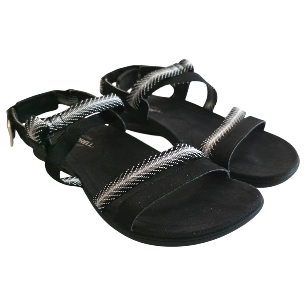 Merrell District Mendi Backstrap Black White Sandals Womens 7 Hiking Water Shoes
